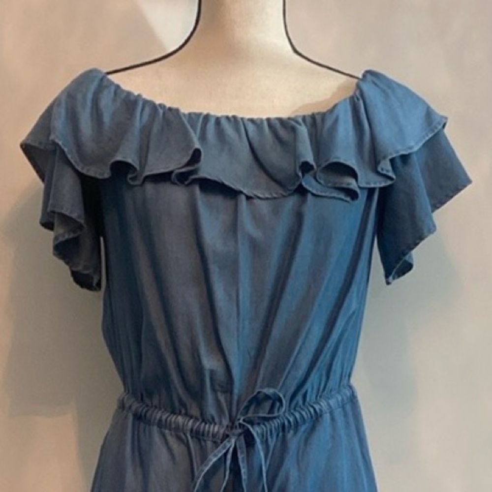 LOFT • Drawstring Chambray Jumpsuit - Picture 2 of 15